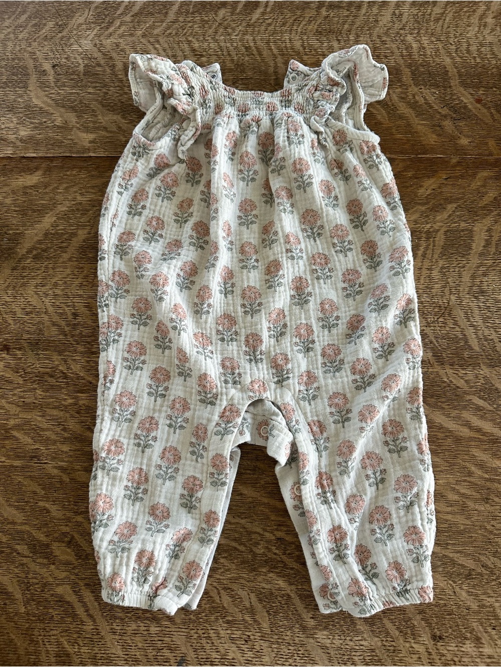 Little Planet Floral Smocked Ruffled Baby Romper - 9 months